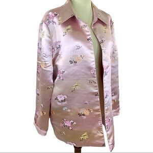 Asian inspired floral reversible coat pink